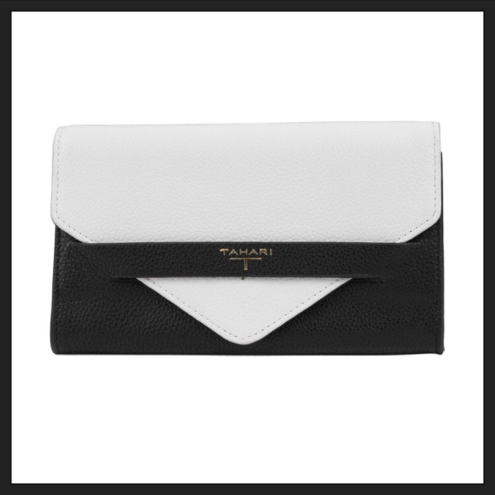 T Tahari Sienna Envelope Leather Clutch (NWT)